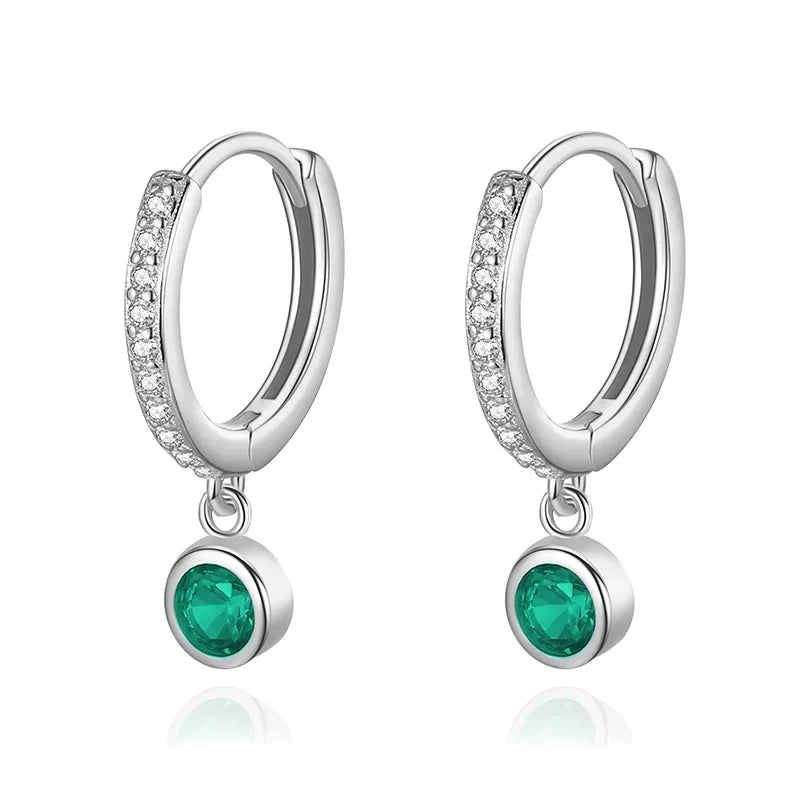 Trustdavis Real 925 Sterling Silver Round Pendant Hoop Earrings For Women Wedding Party Fine Colour Dazzling Jewelry DA2739