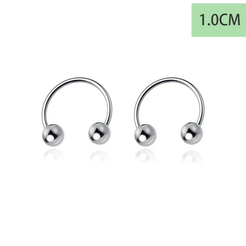 925 Sterling Silver Punk Beads Stud Earrings DS4372