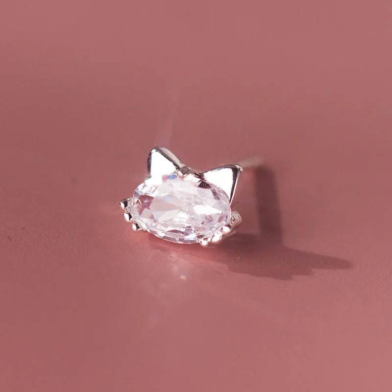 925 Sterling Silver Sweet Cute Cat Rabbit Stud Earrings DS3880