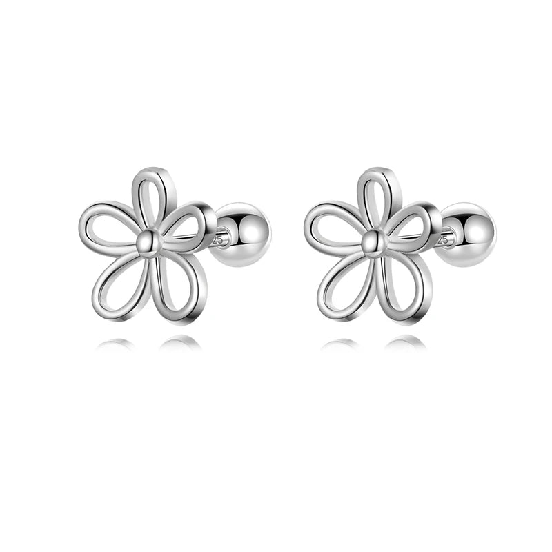Minimally Hollowed Out Flower Hoop Earring DS4123