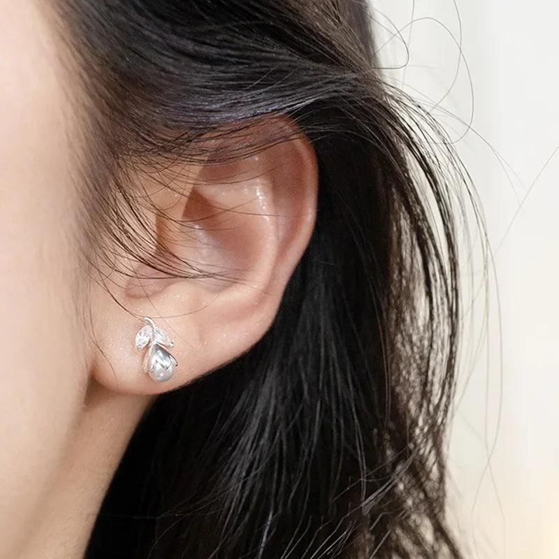 TrustDavis Girls 925 Sterling Silver Cute Romantic Tulip Flower Stud Earrings for Daughter Children Birthday Gift Jewelry DS4051