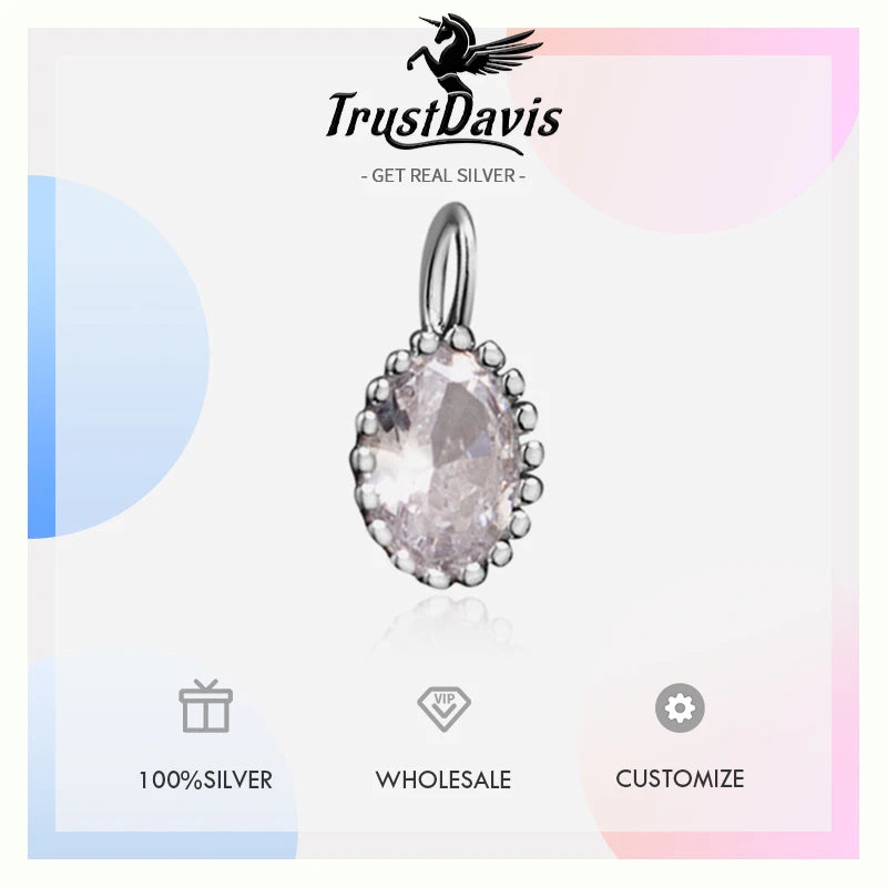 TrustDavis Real 925 Sterling Silver Fashion Water Droplet Charm Pendant Handmade DIY Accessories Fine Jewelry Wholesale HY042