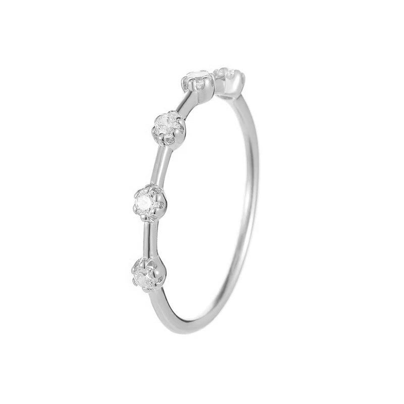 TrustDavis Real 925 Sterling Silver Women's Fashion Simple Star Trail Index Finger Ring for Women Girls Fine Jewelry Gift DS4688