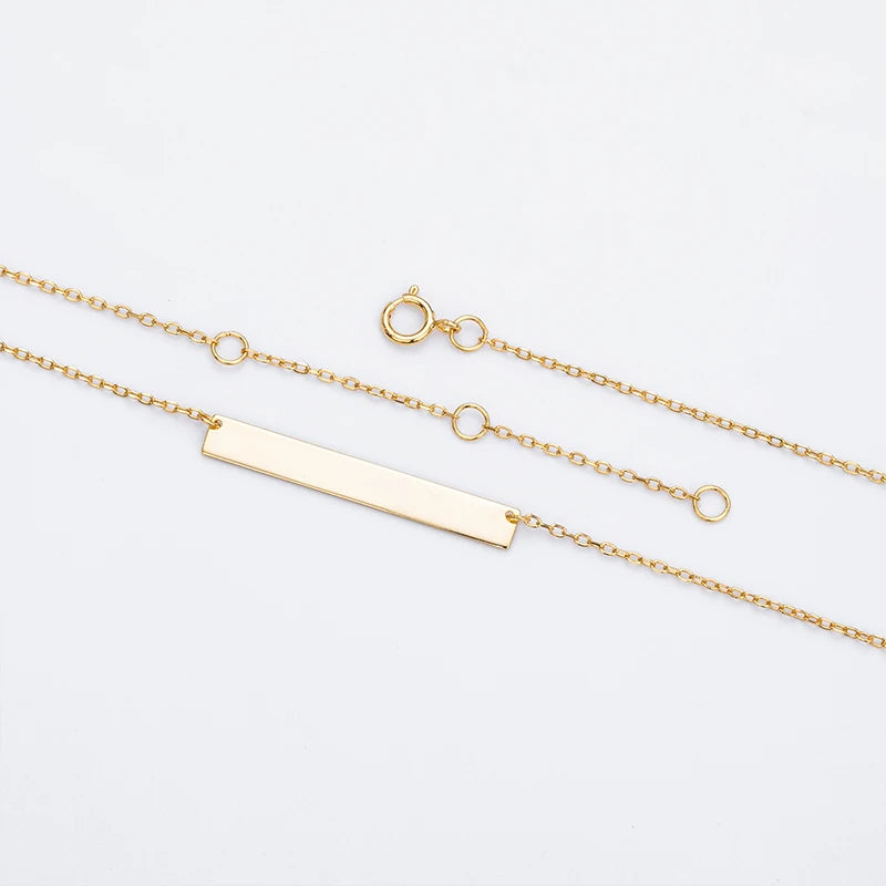 TrustDavis Real 925 Sterling Silver Women's Fashion Simple Long Banner Necklace for Women Girl Birthday Gift Fine Jewelry DS4666