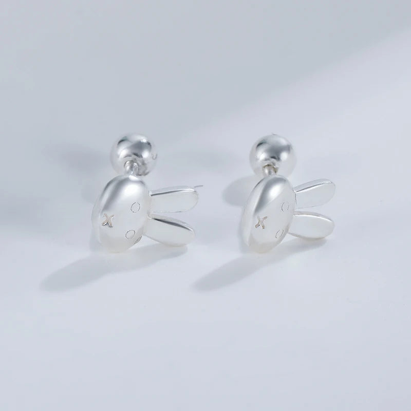 Trustdavis Real 925 Sterling Silver Rabbit Animal Cat Stud Earrings for Women Wedding Party Fine Jewelry DS4375