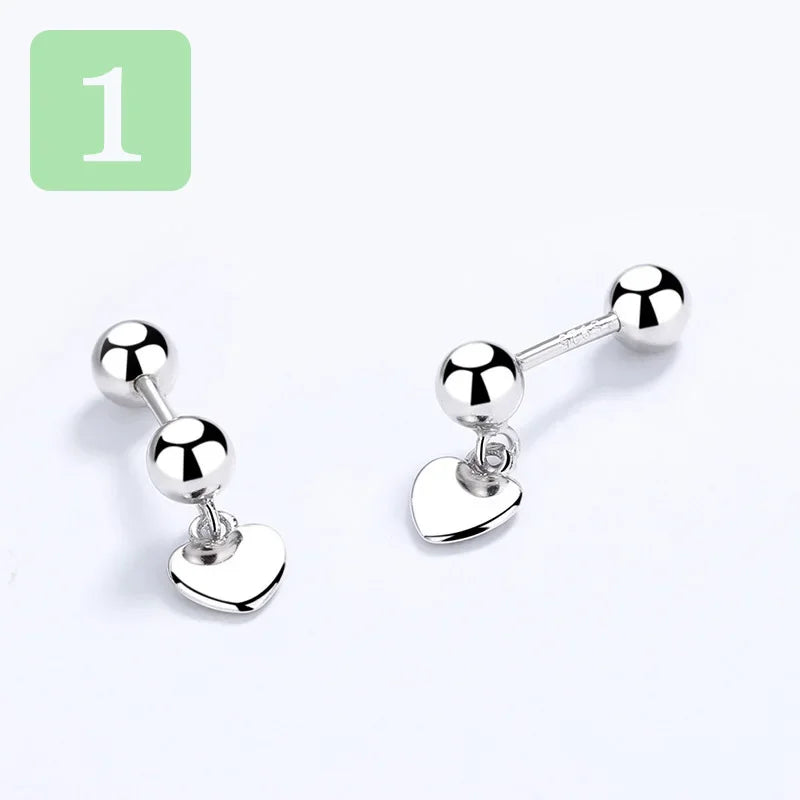 Heart Square CZ Screw Stud Earrings DA2265