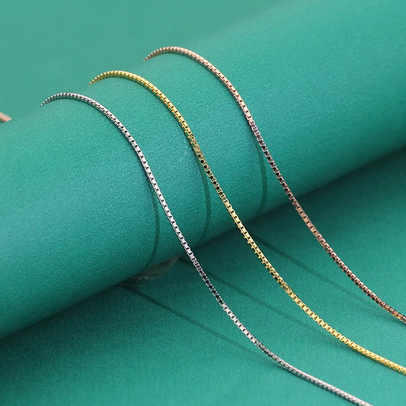 Trustdavis 100% 925 Sterling Silver Jewelry Box Chain Collarbone Chain Short Necklace For Women Silver 925 Jewelry DC07