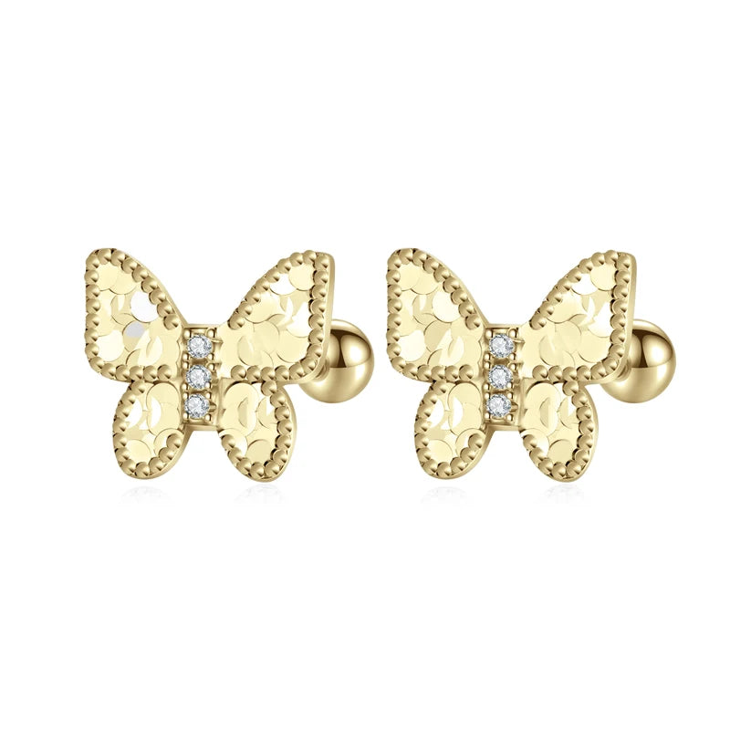 Trustdavis Real 925 Sterling Silver Sweet Fashion Butterfly Stud Earrings Women Girls Birthday Party Gift Jewelry DS4137