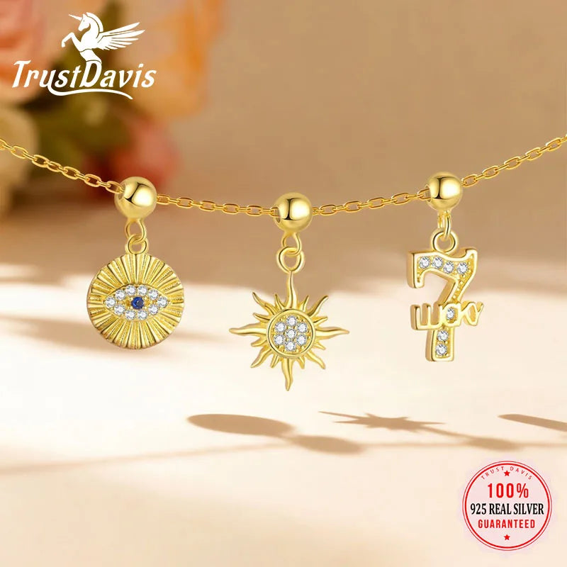 Retro Pendant Zircon Evil Ray Lucky Small Gift DZ1899