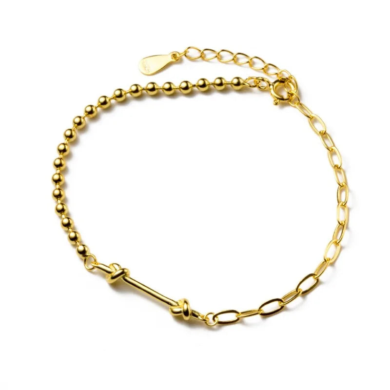 Trustdavis Genuine 925 Sterling Silver Minimalist Charm Shiny Knotted Bead Bracelet Wedding Party Jewelry Gift DS4099