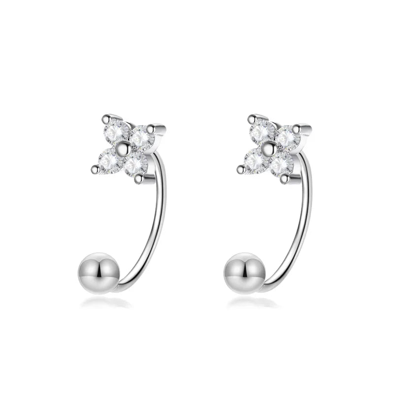 Flower Bowknot Beads Screw Stud Earrings DA2412