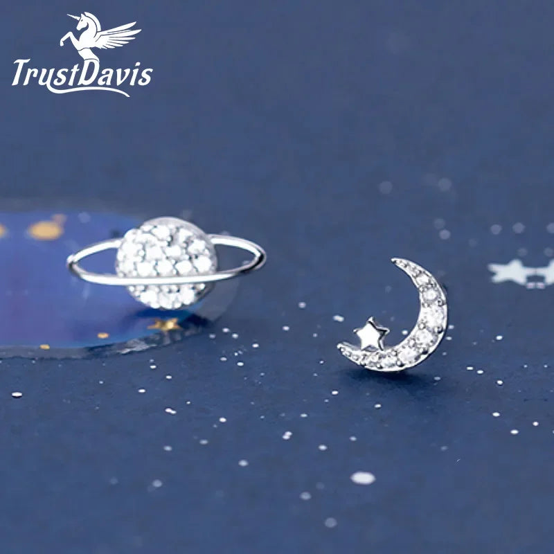 Asymmetric Planet Star Stud Earrings DA629
