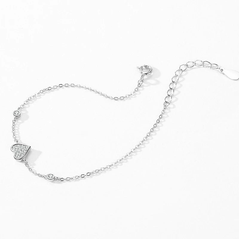 TrustDavis 925 Sterling Silver Women's Fashion Simple Heart/Star/Moon/Butterfly Bracelet for Women Girls Jewelry Gift DS4260
