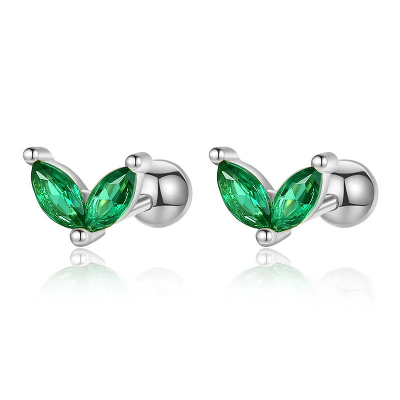 Leaves Shiny Screw Stud Earrings DA2256