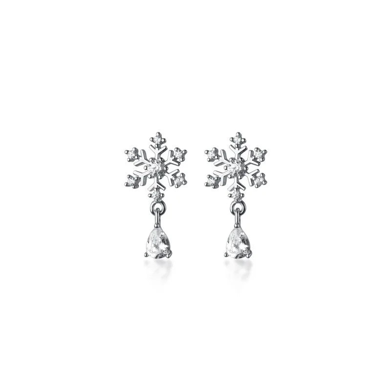 TrustDavis Real 925 Sterling Silver Fashion Fine Christmas Snow Stud Earrings for Women Jewelry DS4400