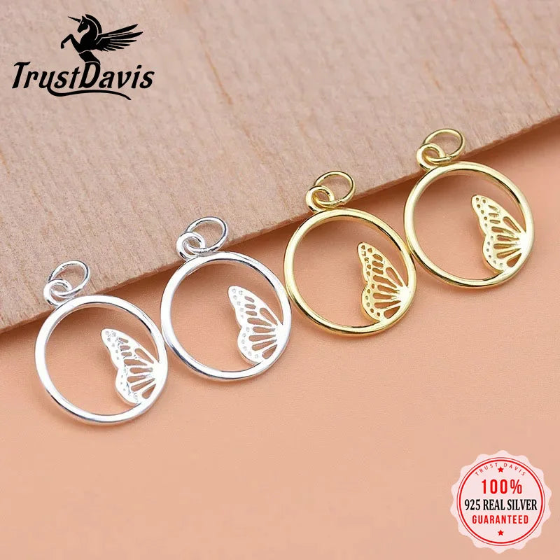 Fashion Round Butterfly Charm Pendant Handmade HY088