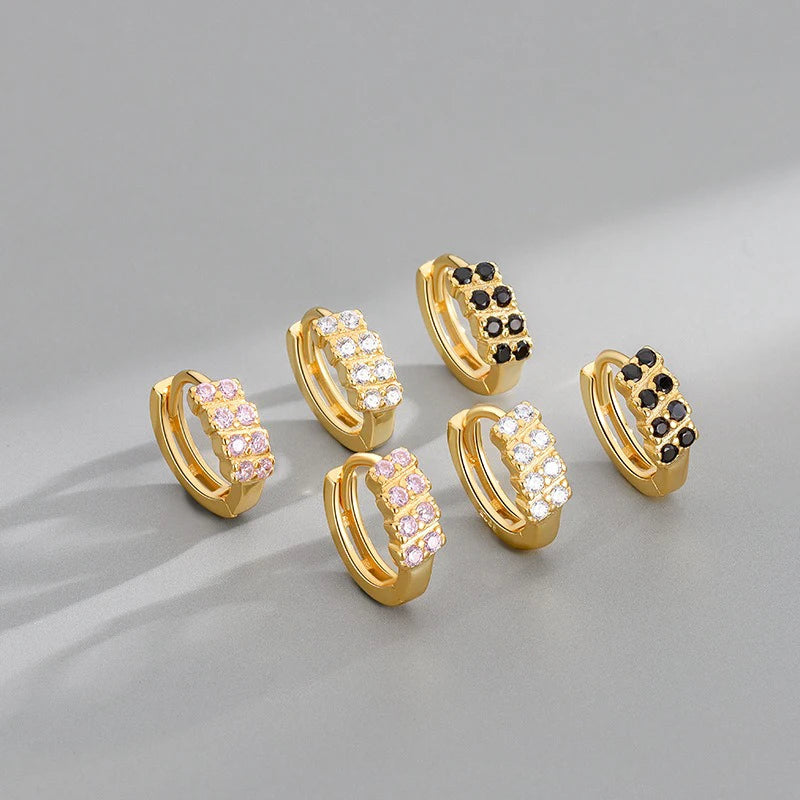 TrustDavis Real 925 Sterling Silver Women's Fashion Colorful Zircon Circle Earrings for Women Girls Gift Fine Jewelry DS4670