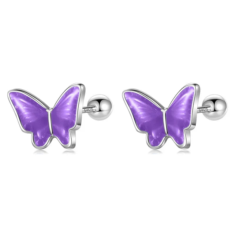Colour Glaze Insect Butterfly Screw Earrings DF327