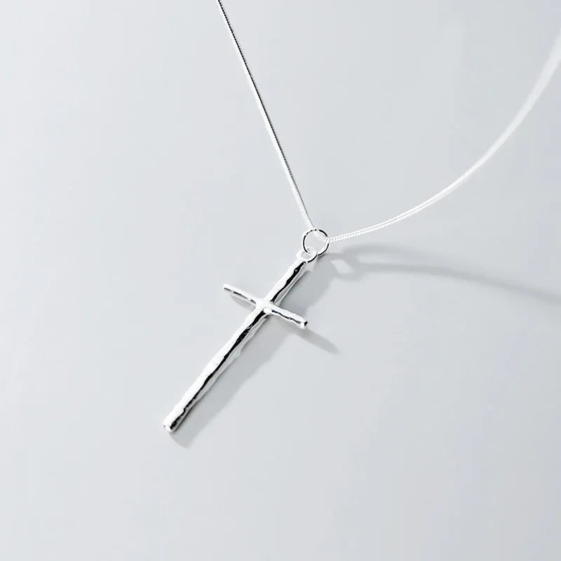 TrustDavis Real 925 Sterling Silver Minimalist Cross Clavicle Necklace For Women Wedding Anniversary Party Fine Jewelry DA1389