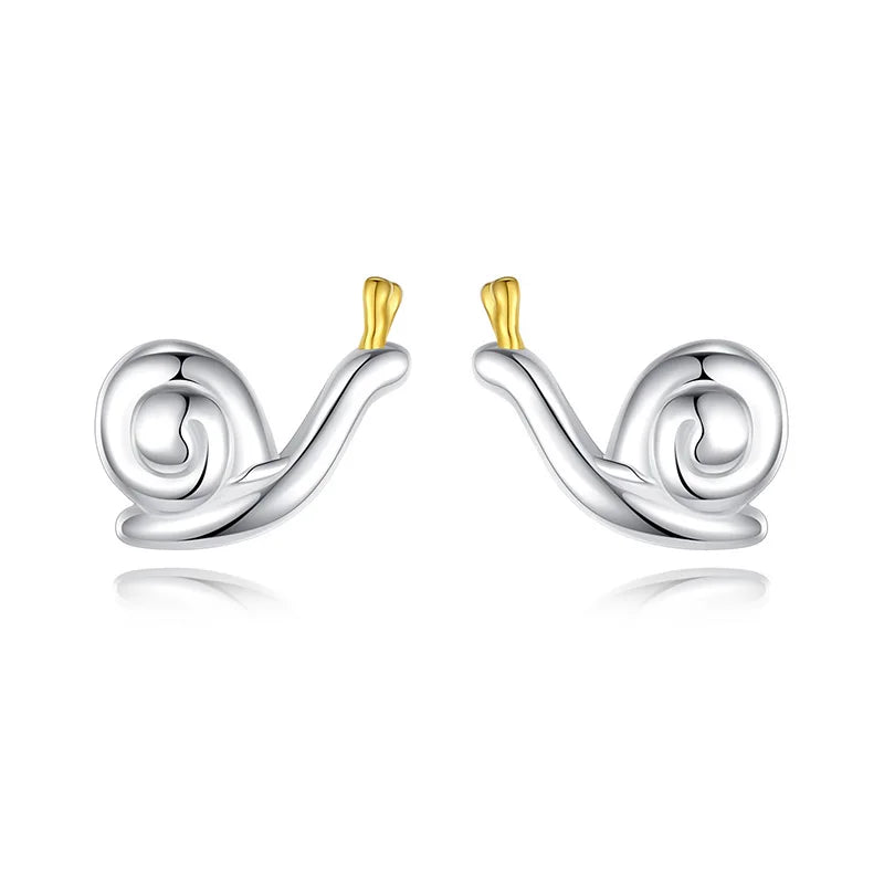 TrustDavis Real 925 Sterling Silver Sweet Personality Creative Snail Stud Earrings Gift For Women Girls Kids Lady Jewelry DF350