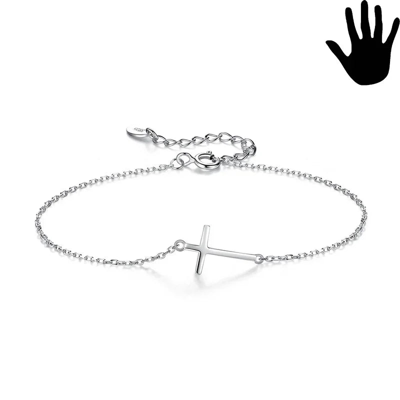 Trustdavis 100% 925 Solid Real Sterling Silver Fashion Women's Jewelry Cross Bracelet 15.5cm For Women Girl Lady Gift DA97