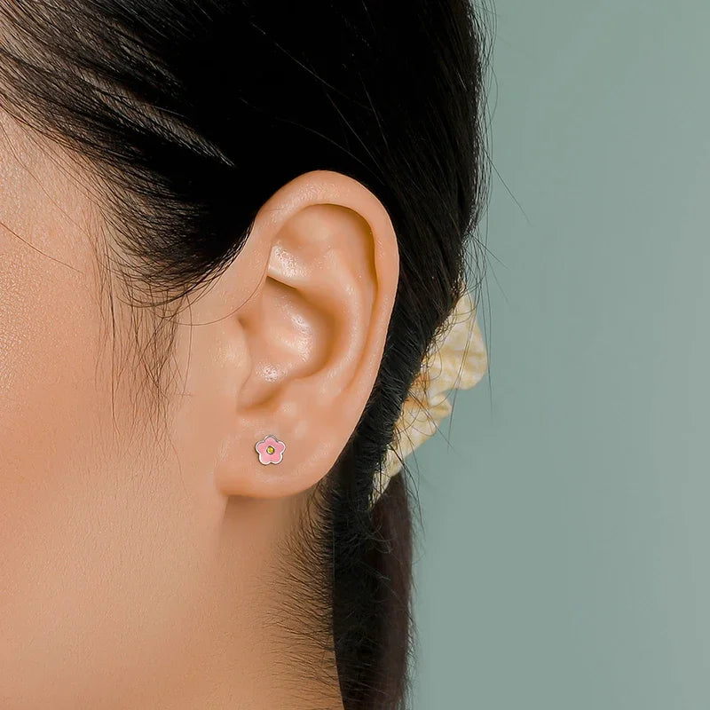 Flower Screw Stud Earrings DF362