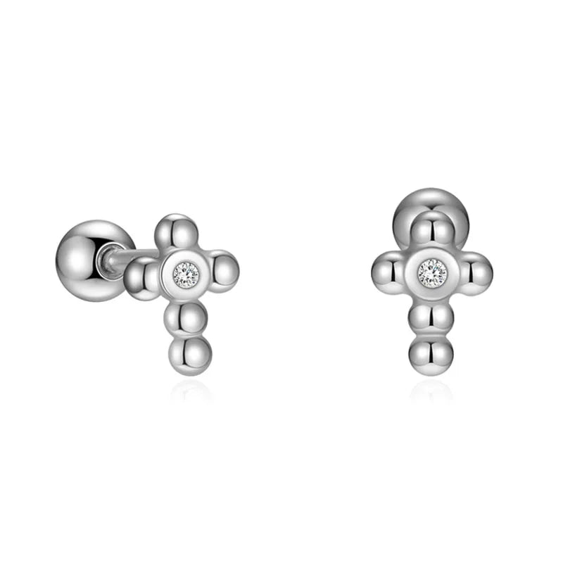 Cross Zircon Screw Earrings DS4896
