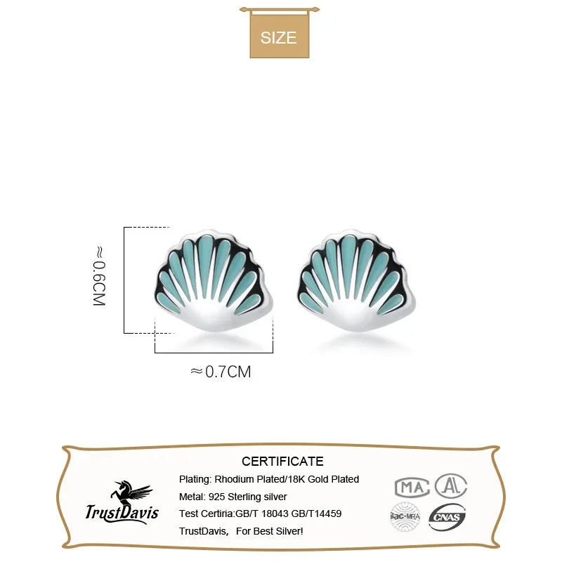 Blue Shell Charm Stud Earrings DB992