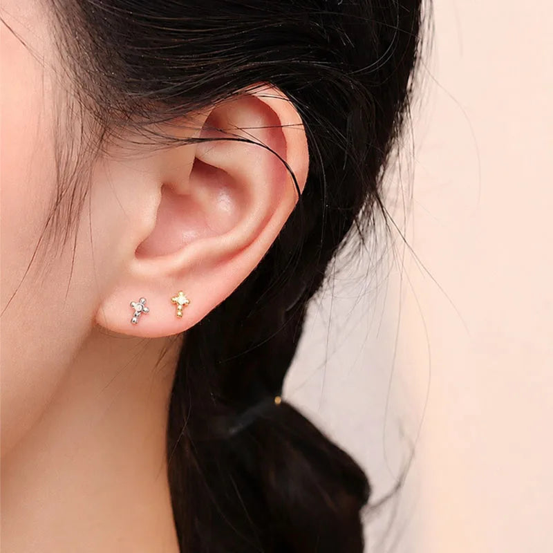 Cross Zircon Screw Earrings DS4896