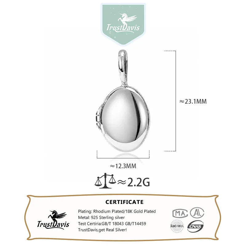 Oval-shaped Photo Locket Pendant DS4928