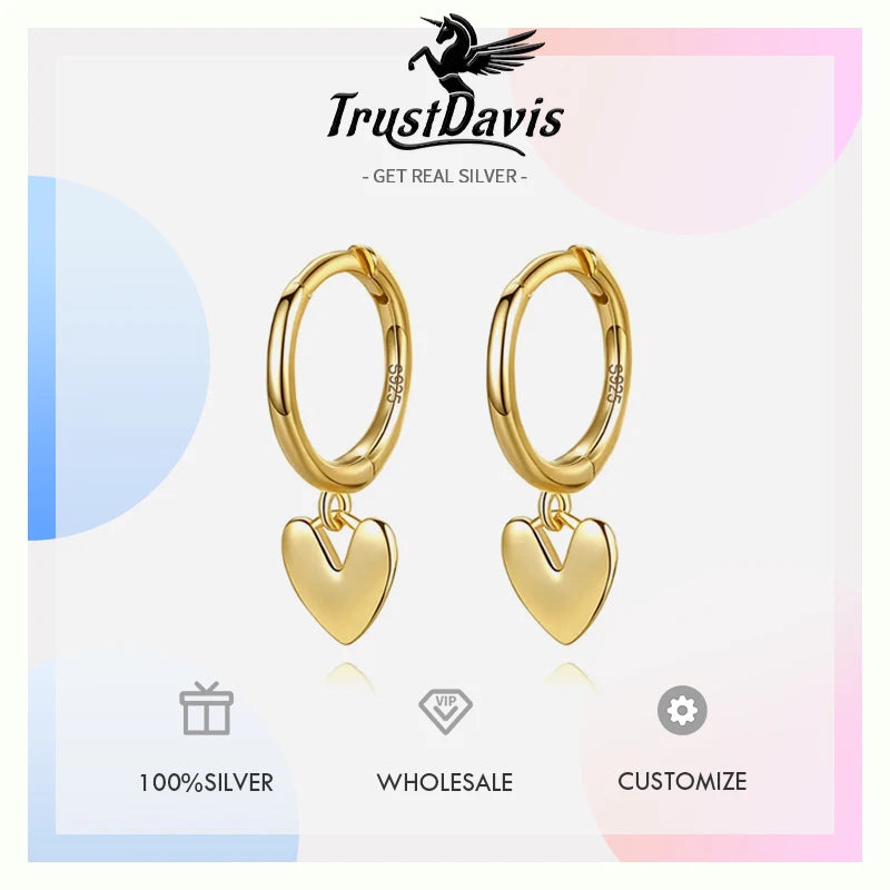 Heart Pendant Hoop Earrings For Women Wedding Party Jewelry DA951