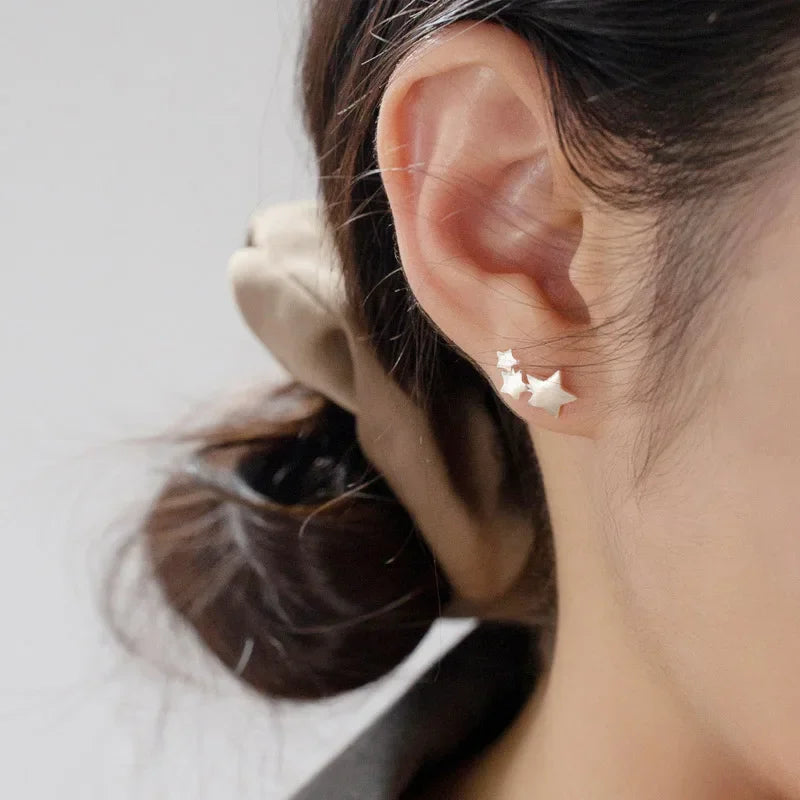 TrustDavis Real 925 Sterling Silver Moon&Star Stud Earrings Birthday Gift For Women Sterling Silver Fine Jewelry DS4261