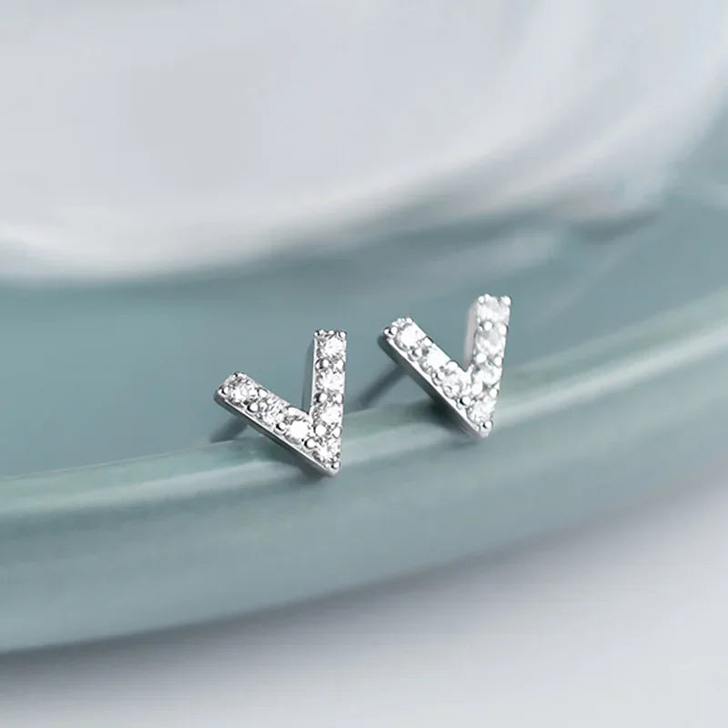 TrustDavis 100% 925 Sterling Silver Stud Earrings CZ Stone Birthday Gift For Women Korean Jewelry Accessory Party Gift DA1416