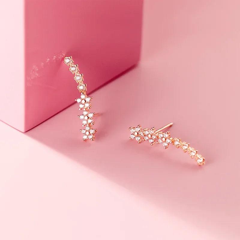 TrustDavis Real 925 Sterling Silver Fashion Sweet Star Dazzling CZ Stud Earrings For Women Wedding Fine Jewelry DA2390