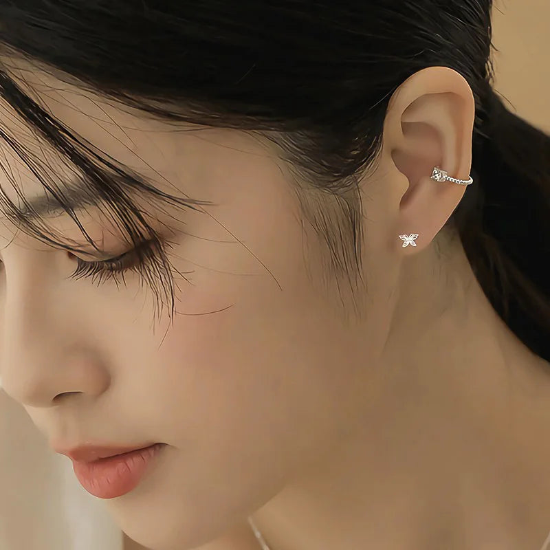 TrustDavis Real 925 Sterling Silver Minimalist Fashion Cute Butterfly Screw Stud Earrings for Women Wedding Fine Jewelry DS3965