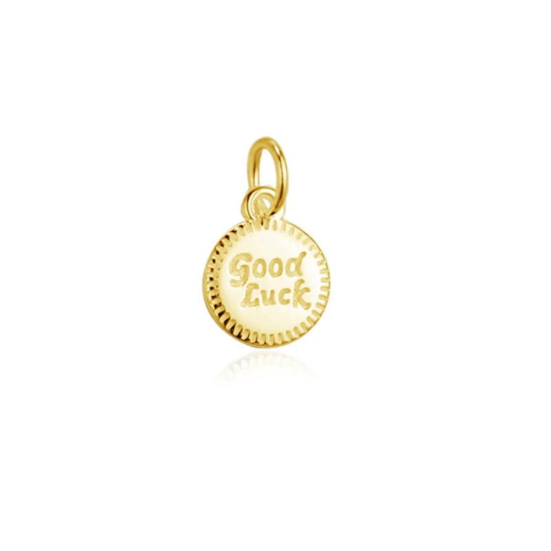TrustDavis Real 925 Sterling Silver Fashion Lucky Round Card Charm Pendant Handmade DIY Accessories Fine Jewelry Wholesale HY043