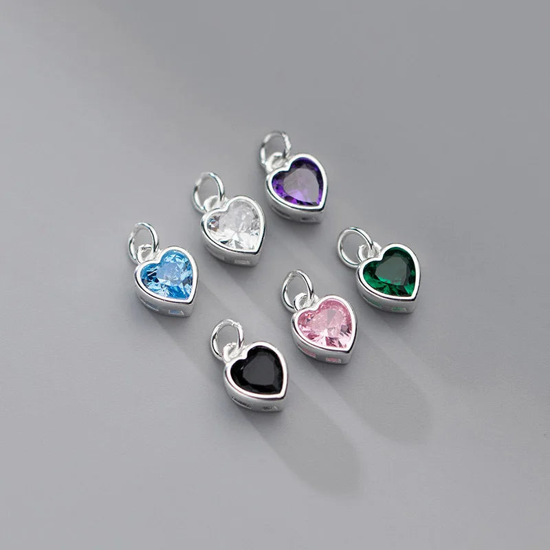Heart Colour Pendant DIY Necklace Accessories Fine S925 Jewelry HY838