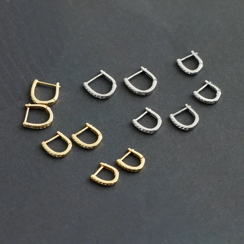 925 Sterling Silve Fashion Minimalist Geometric Zircon Gothic Hoop Earrings DA2723