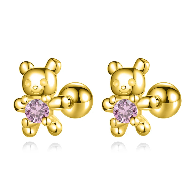 Cute Pink Diamond Bear Stud Earring DB1428