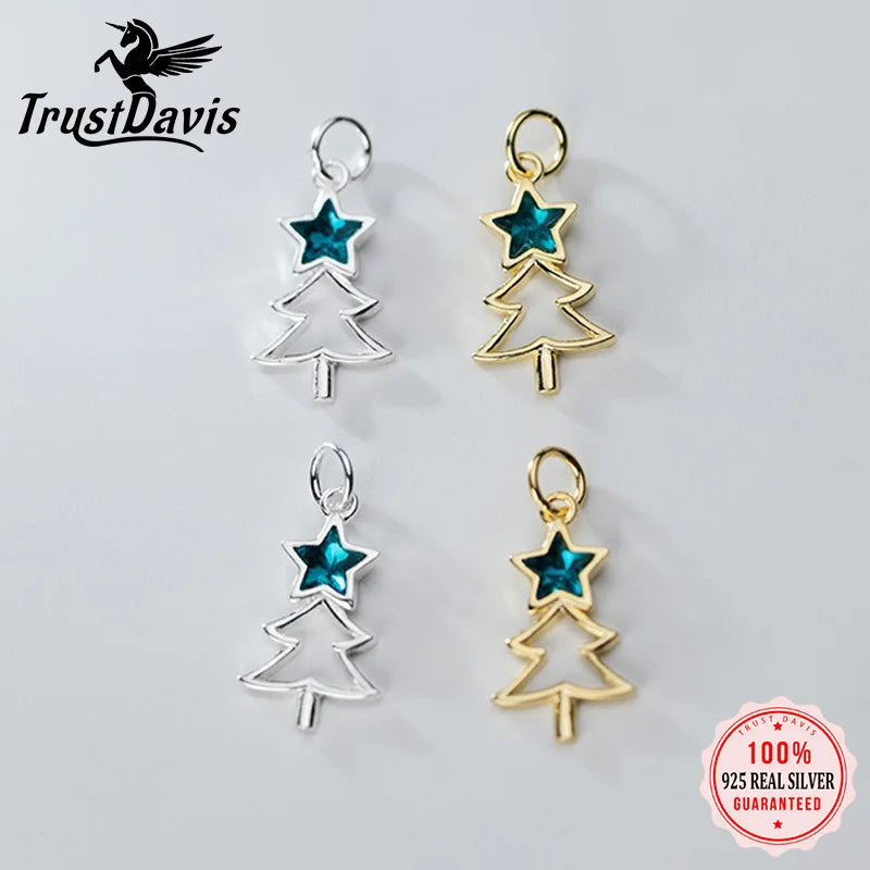 Diamond Studded Christmas Tree Charm Pendant Handmade DIY Accessories DZ1706