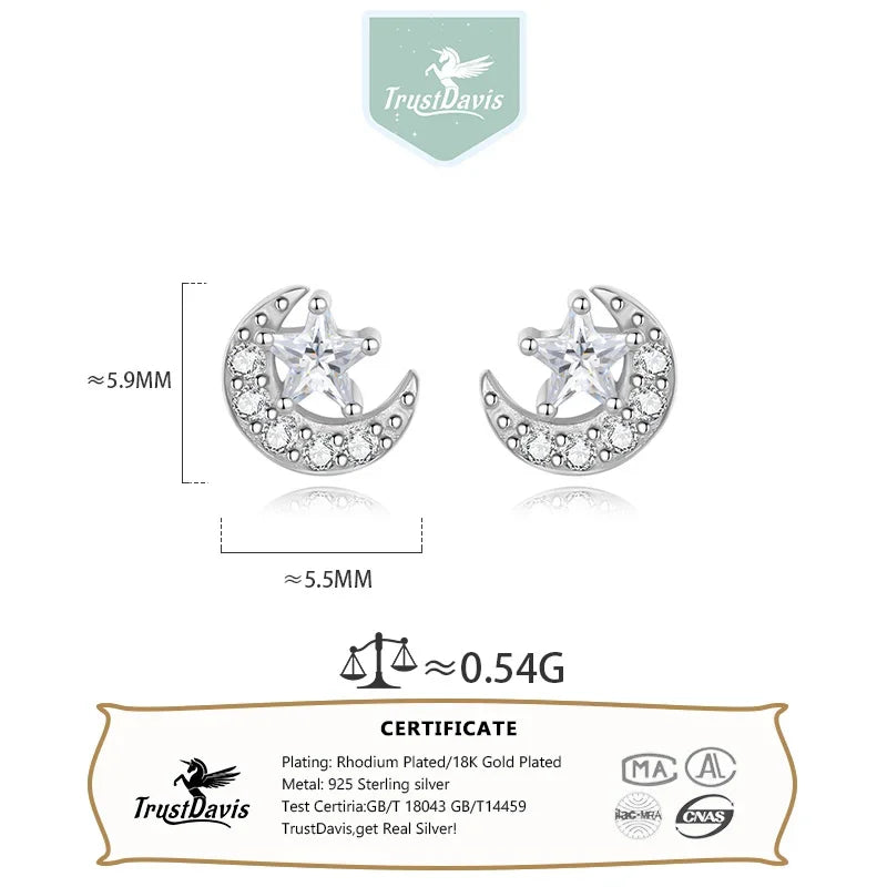 Star Moon Zircon Stud Earrings DA3220