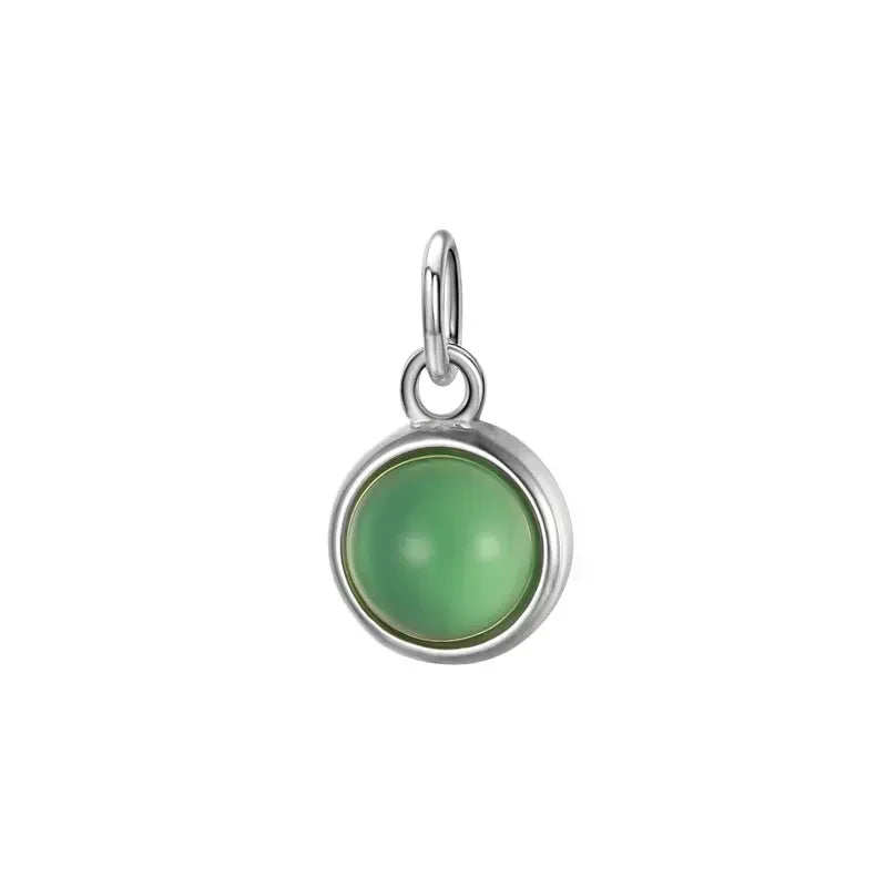 Round Green Chalcedony Charm Pendant Handmade DIY Accessories HY321