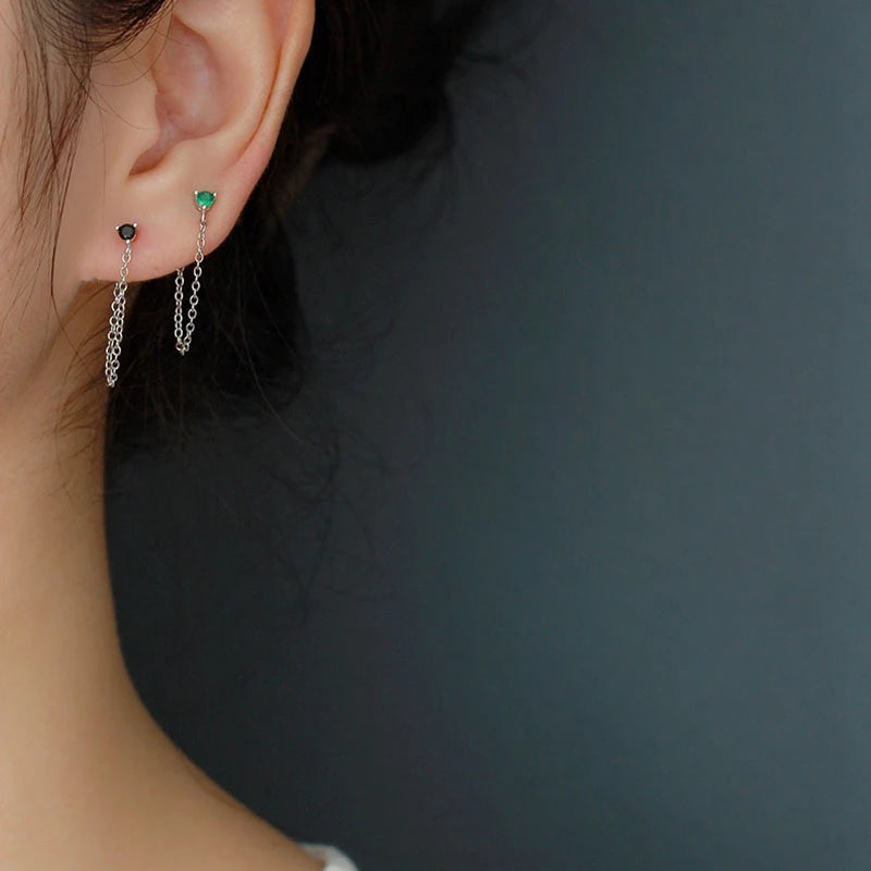Fashion Multi-colored Cubic Zirconia Line Earrings DS4769