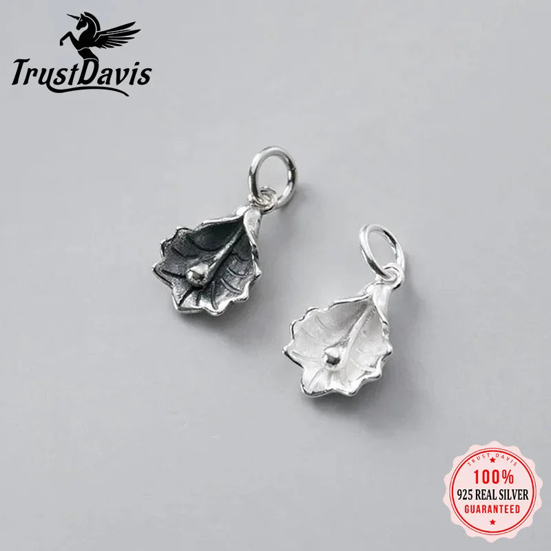 TrustDavis Real 925 Sterling Thai Silver Fashion Trumpet Flower Charm Pendant Handmade DIY Accessories Wholesale Jewelry DZ457