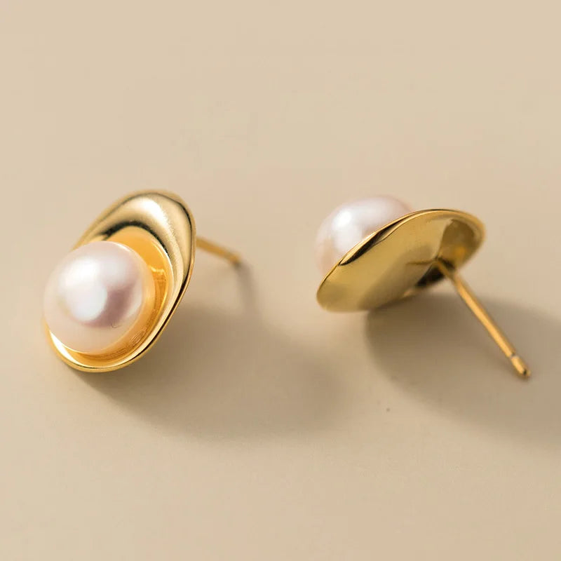 TrustDavis Elegant Real 925 Sterling Silver Pearls Stud Earrings for Women Lady Teen Fine S925 Jewelry Wholesale DS3746