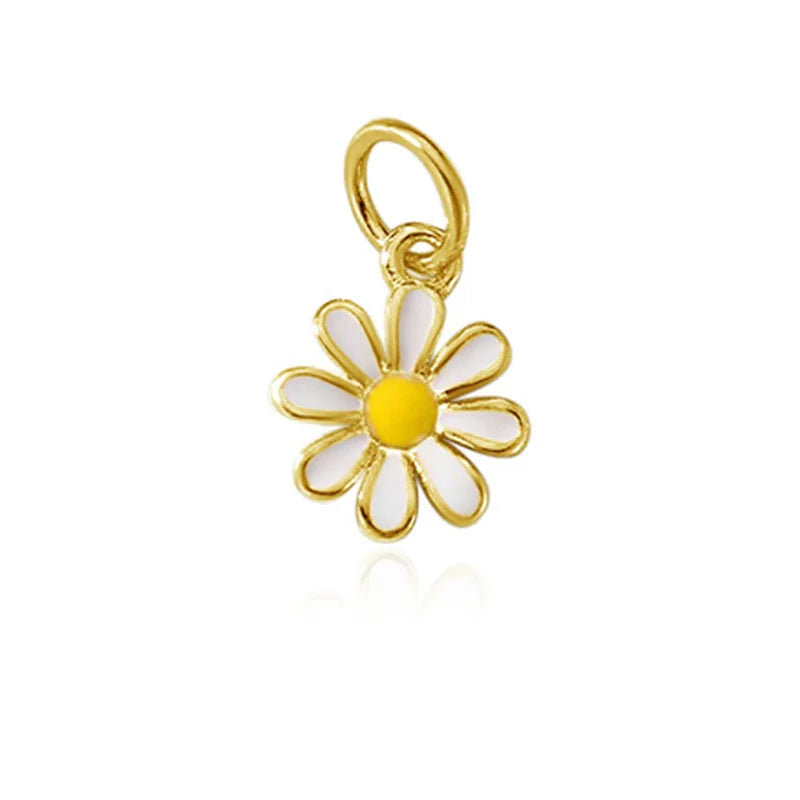 TrustDavis New Real 925 Sterling Silver Fashion Daisy Flower Charm Pendant Handmade DIY Accessories Wholesale DZ1721