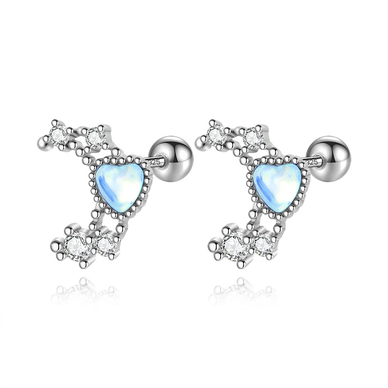 Trustdavis Real 925 Sterling Silver Romantic Heart Moon Shiny CZ Screw Stud Earrings For Women Wedding Fine Jewelry Gift DS4625