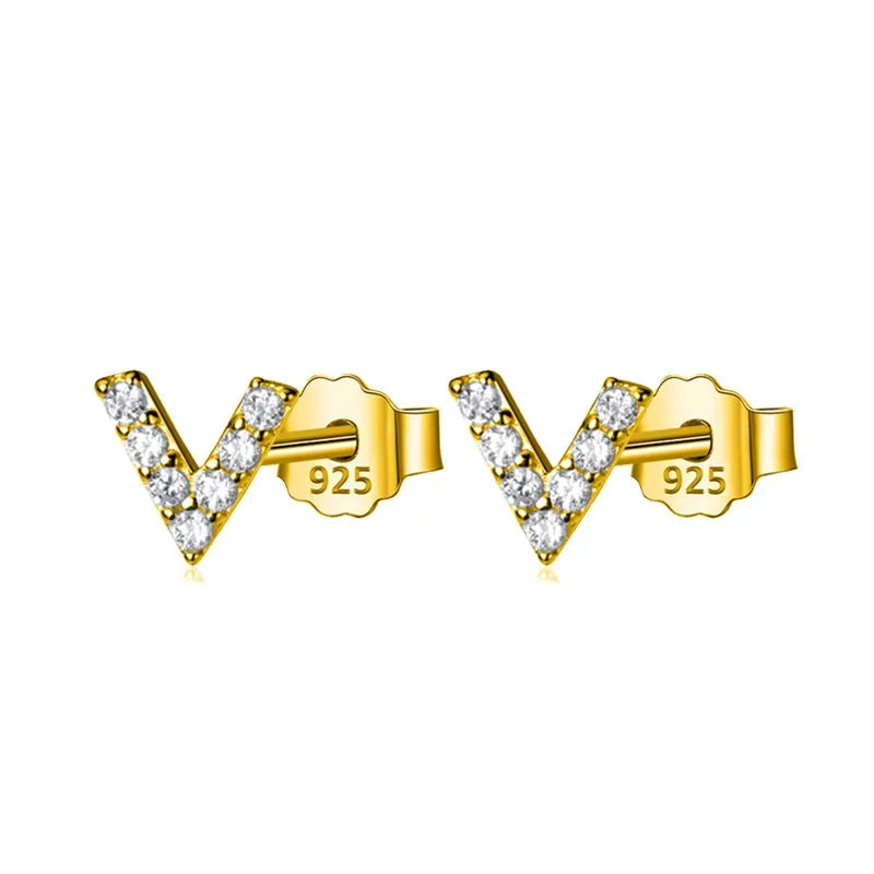 TrustDavis 100% 925 Sterling Silver Stud Earrings CZ Stone Birthday Gift For Women Korean Jewelry Accessory Party Gift DA1416