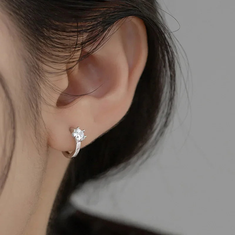 TrustDavis Girls New 925 Sterling Silver Women Round CZ Hoop Earrings for Women Party Fine S925 Jewelry DS4139