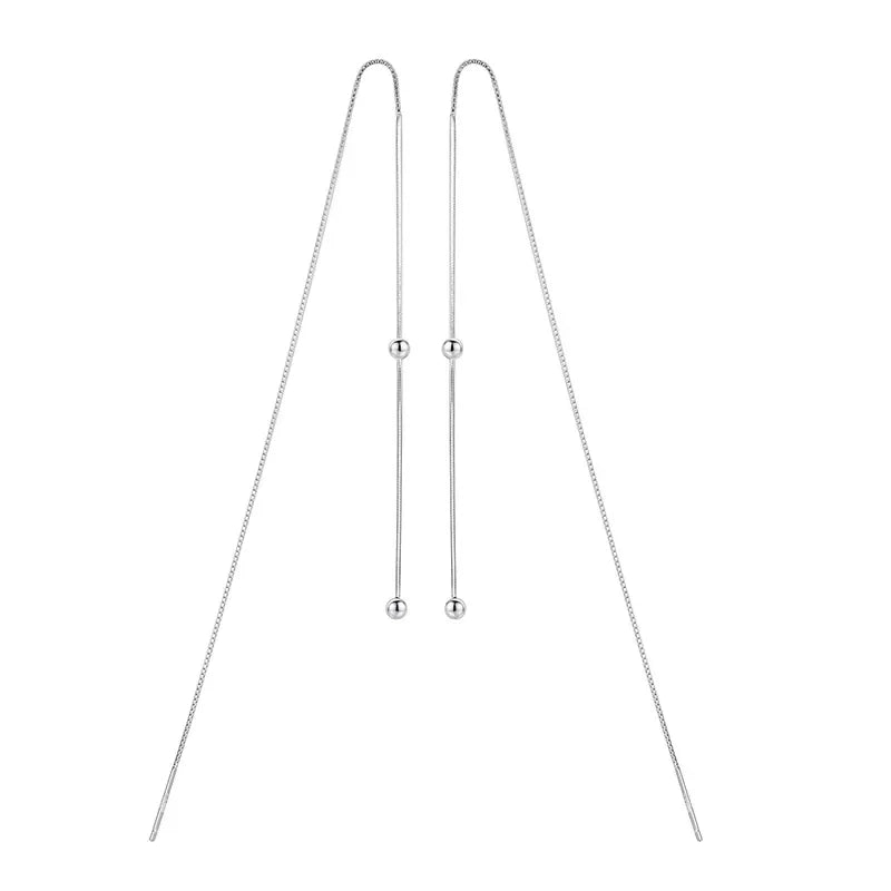 Sweet Long Beads Box Snake Chain Ear Line Earring DA2281